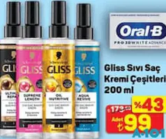 GLİSS SIVI SAÇ KREMİ ÇEŞİTLERİ 200 ML